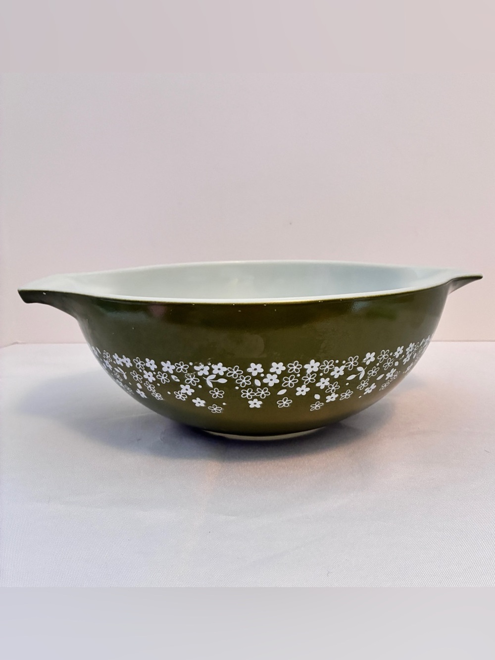 Pyrex Crazy Daisy Spring Blossom Green Cinderella Mixing Bowl #444